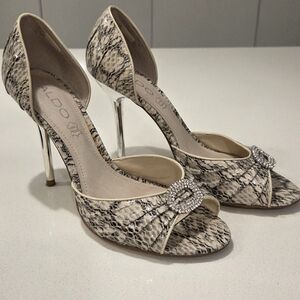 ALDO Women's Snake-Print D'Orsay Peep-Toe Heels in Neutral